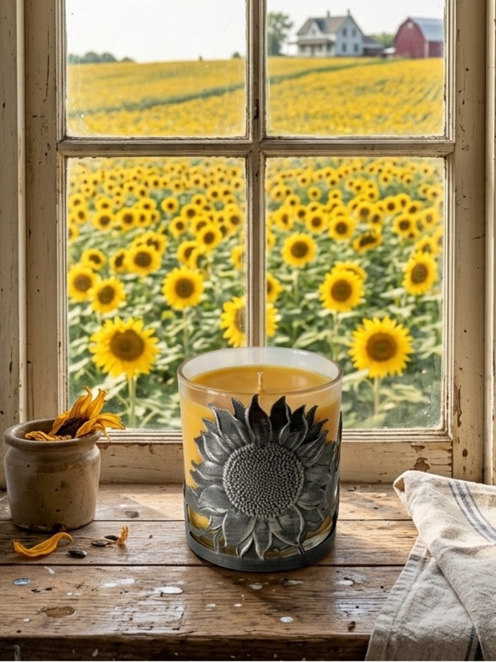 PartyLite Heirloom Sunflower Jar Candle Holder 1990s Vintage